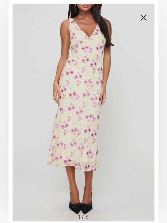 Princess Polly Dresses & Skirts - Princess Polly Nellie Floral Midi Dress Size US 0 Yellow Pink Floral